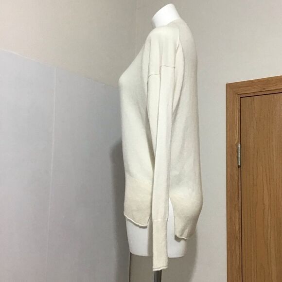 Theory Sweater Neutral Pullover Knit Karenia Ivory Cashmere Sweater Size P - Picture 7 of 7